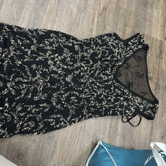 Mori Lee Black and Gold Mini Dress Size 4 - Picture 3 of 5